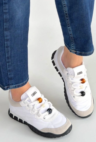 Tues Beyaz Nubuk Bağcıklı Spor Ayakkabı