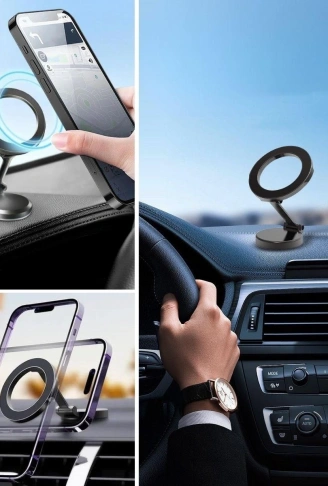 Tüm Telefonlarla Uyumlu Manyetik Araç Telefonu Tutacağı Katlanır 360 Derece Dönen Telefon Standı (4940)