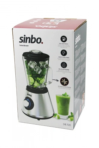 TURBO DOĞRAYICI BLENDER BUZ KIRICI 6LI BIÇAK=PASLANMAZ ÇELİK - 1.5LT CAM HAZNE 2 KADEME HIZ 400W 18000 DEVİR/DK HAZNE=1.6LT SHB-7520 (4940)