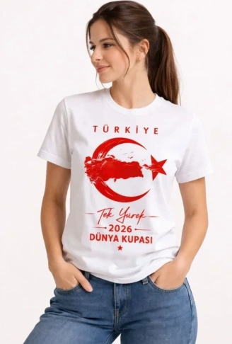 TÜRKİYE Ay Yıldız 2026 Dünya Kupasi Taraftar Forma T-Shirt - Beyaz