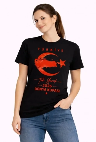 TÜRKİYE Ay Yıldız 2026 Dünya Kupasi Taraftar Forma T-Shirt - Siyah