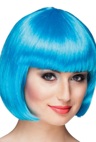 Turkuaz Renk Parti Peruğu Küt Saç (4940)