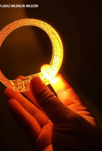 Turuncu Led Işıklı Baskı Yapılabilen Pilli Bileklik Bilezik 1,5 cm Genişlik (4940)
