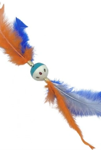 Tüylü Püsküllü Kedi Oyuncağı Dikkat Çekici Renkli Sevimli Evcil Hayvan Oyuncağı (4940)