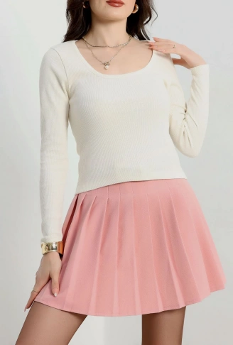 U yaka kaşkorse bluz beyaz A132