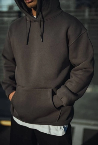 Üç İplik Penye Kapşonlu Basic SweatShirt - Antrasit