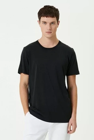 Unisex Basic Bisiklet Yaka Regular T-Shirt - Siyah