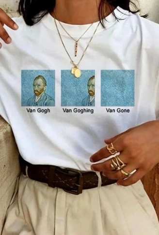 Unisex Baskılı Oversize T-Shirt - Beyaz