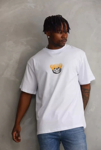 Unisex Baskılı Oversize T-Shirt - Beyaz