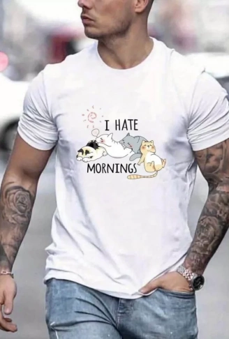 Unisex Baskılı Oversize T-Shirt - Beyaz