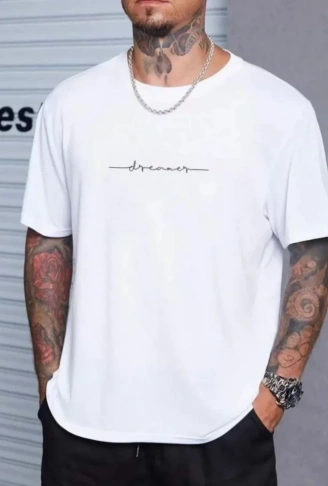 Unisex Baskılı Oversize T-Shirt - Beyaz