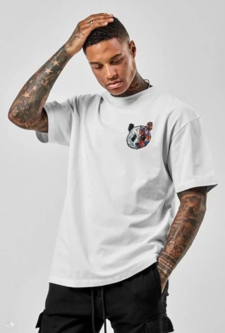 Unisex Baskılı Oversize T-Shirt - Beyaz