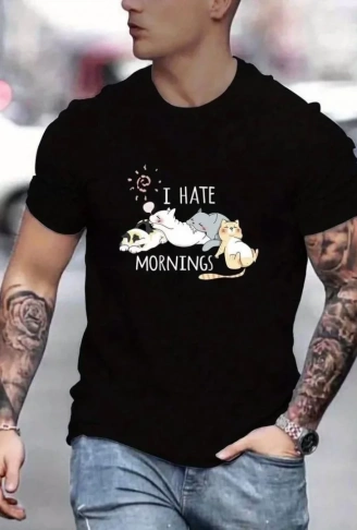 Unisex Baskılı Oversize T-Shirt - Siyah