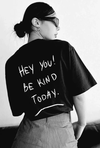 Unisex Baskılı Oversize T-Shirt - Siyah