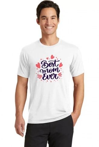 Unisex Bisiklet Yaka Baskılı Oversize T-Shirt - Beyaz