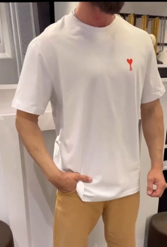 Unisex Bisiklet Yaka Baskılı Oversize T-Shirt - Beyaz