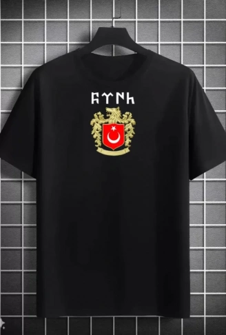 Unisex Bisiklet Yaka Baskılı Oversize T-Shirt - Siyah