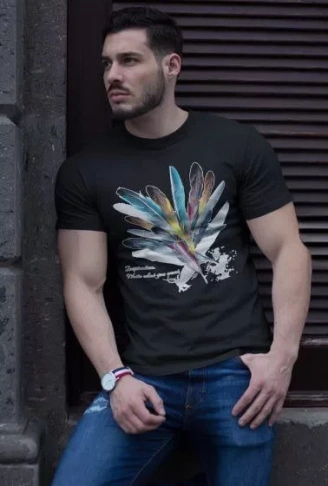 Unisex Bisiklet Yaka Baskılı Oversize T-Shirt - Siyah