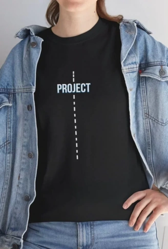 Unisex Bisiklet Yaka Baskılı T-Shirt - Siyah