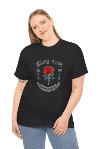 Unisex Bisiklet Yaka Baskılı T-Shirt - Siyah