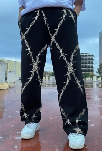 Unisex Dijital Baskılı Eşofman Altı - Siyah