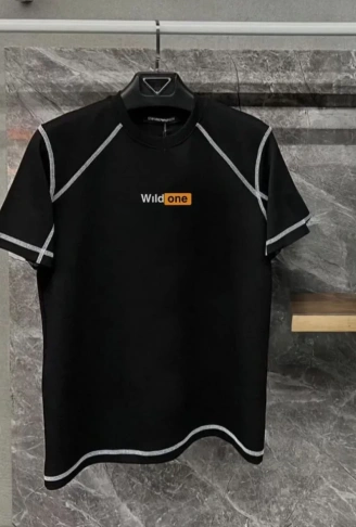 Unisex Dikişli Baskılı Oversize T-Shirt - Siyah