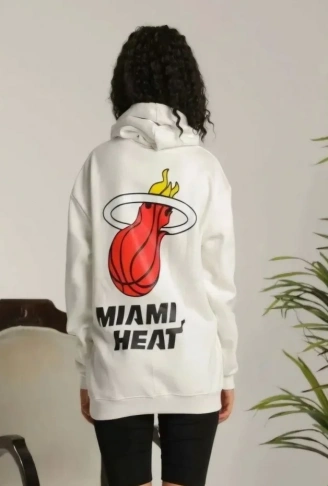 Unisex Kapşonlu Baskılı Sweetshirt - Beyaz