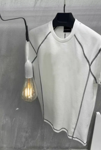 Unisex Karoyaka Dikişli Oversize T-Shirt - Beyaz