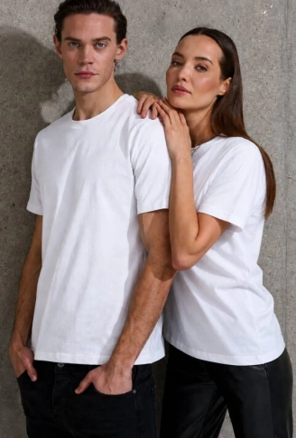 Unisex Kısa Kollu Bisiklet Yaka Basic Viskon Bluz