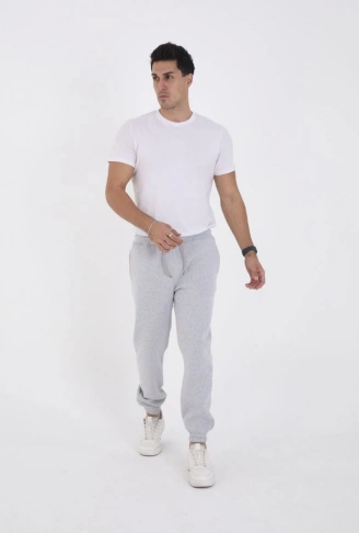 Unisex Kışlık Üç İplik Lastikli Eşofman Pantolon - Gri