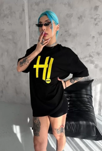 Unisex Nakış İşlemeli T-Shirt - Siyah