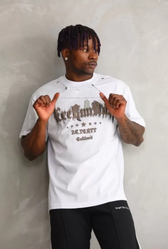 Unisex Oversize Kolye Dahil T-Shirt - Beyaz