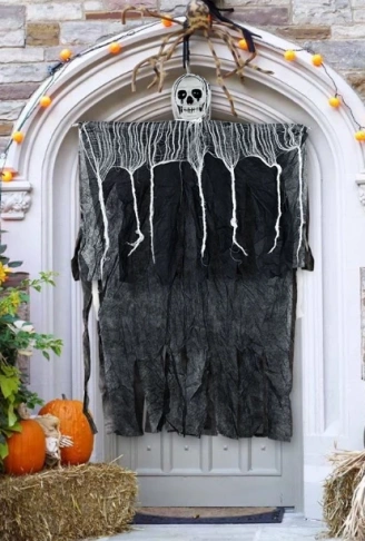 Ürpertici Kuru Kafa Korku Hayalet Saçaklı Dekor 90x50 cm (4940)