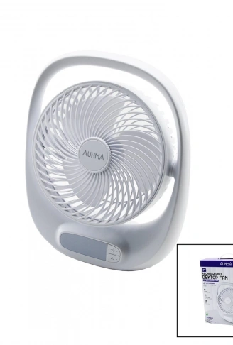 USB 7 İNÇ- 20CM MASA ÜSTÜ FAN VANTİLATÖR IŞIKLI 5W 180 DERECE 3 KADEME HIZ - 3 PERVANE STAND=24.8X30.5X8CM AUFN-01 (4940)