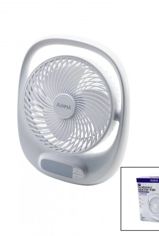 USB 7 İNÇ- 20CM MASA ÜSTÜ FAN VANTİLATÖR IŞIKLI 5W 180 DERECE 3 KADEME HIZ - 3 PERVANE STAND=24.8X30.5X8CM AUFN-01 (4940)