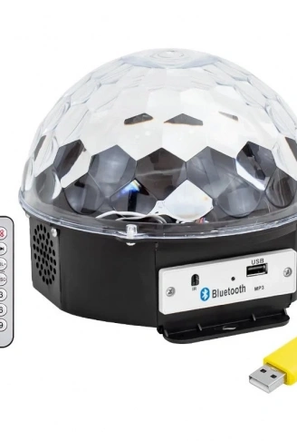 USB-BLUETOOTH DESTEKLİ KUMANDALI HOPARLÖRLÜ YARIM DÜNYA KÜRE DİSKO TOPU (4940)