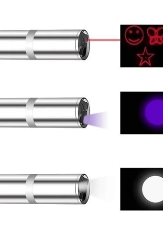 Usb İle Şarj Edilebilen 3ın 1 Kırmızı Işık +beyaz Led Meşale Işık + Uv El Feneri Kedi Lazeri