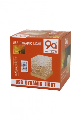 USB KUMANDALI RGB SU DESENLİ MİKA KRİSTAL PLASTİK GECE LAMBASI 9.5X9.5CMX11.5CM (4940)