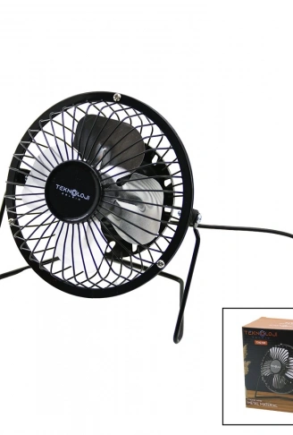 USB - MİNİ FAN METAL KASA - AYAK=360 DERECE MASA ÜSTÜ VANTİLATÖR 4-METAL PERVANE 13.5X11X15CM5V-2.5W (4940)