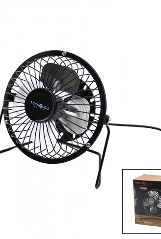 USB - MİNİ FAN METAL KASA - AYAK=360 DERECE MASA ÜSTÜ VANTİLATÖR 4-METAL PERVANE 13.5X11X15CM5V-2.5W (4940)