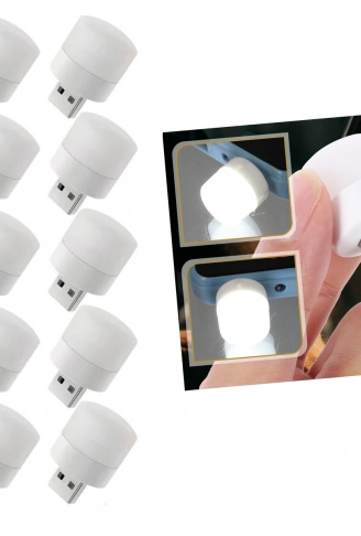 USB Mini Top LED 10’lu Aydınlatma Seti – Beyaz Renkli Gece Lambası, Enerji Tasarruflu Mikro LED Işıklar (4940)