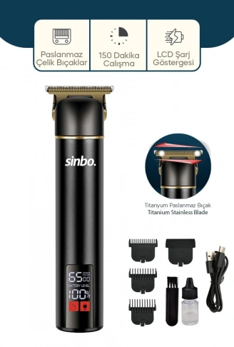 USB ŞARJLI - LCD GÖSTERGELİ SAÇ - SAKAL KESME TRAŞ MAKİNESİ ALÜMİNYUM ALAŞIMLI GÖVDE SHC-1907 (4940)