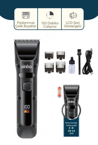 USB ŞARJLI - LCD GÖSTERGELİ SAÇ - SAKAL KESME TRAŞ MAKİNESİ SHC-1911 (4940)