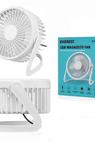 USB ŞARJLI - PVC GÖVDE 14.5X14.1CM MASA ÜSTÜ FAN - VANTİLATÖR EFN-505 (4940)