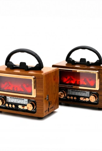 USB ŞARJLI - ŞÖMİNE İBRELİ FM RADYO RETRO MP3 USB - TF PLAYER SPEAKER NS-901BT (4940)