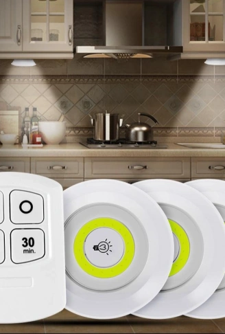 Uzaktan Kumandalı Yapışkanlı Kablosuz Pilli LED 3’lü (4940)