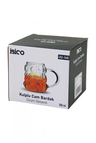 ÜZÜM - KABARCIKLI KULPLU CAM BARDAK TERMİSİL - ISIYA DAYANIKLI BOROSİLİKAT 350ML (4940)