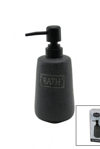 UZUN ANTRASİT GRİ - MAT DESEN SERAMİK SIVI SABUNLUK (4940)