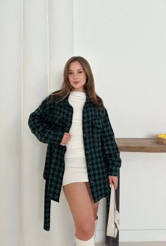 Uzun kaşe gömlek petrol yeşili st255812