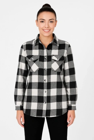 Uzun Kollu Oduncu Gömlek - Siyah